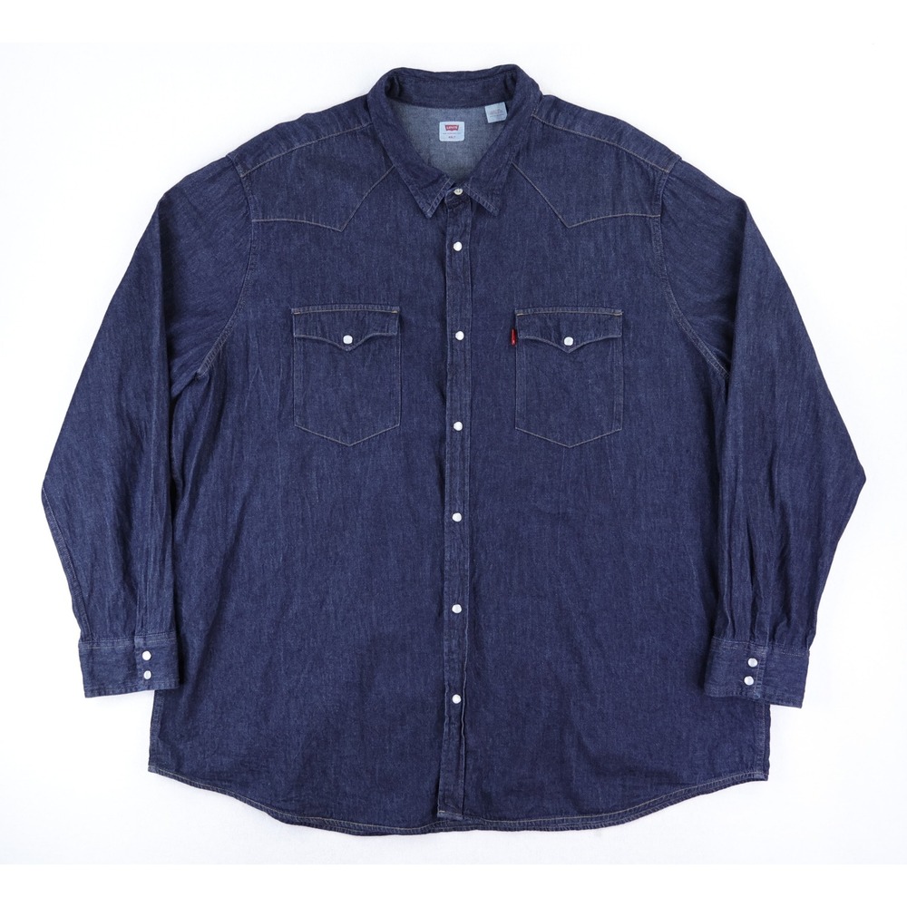 Levi's Denim Shirt Men 4XLT Blue Western Snap Front 57470-0004 Big & Tall
